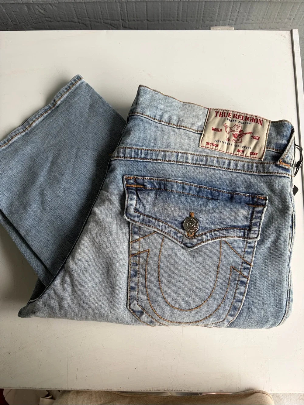 True Religion Women's Light Wash Straight Leg Jeans